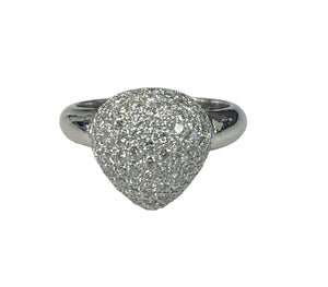 Puffed Heart Micro Pave Diamond Ring White Gold 18kt