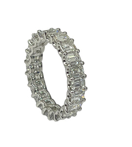 Eternity Emerald Diamond Ring White Gold 18kt Size 6.75