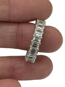Emerald Cut Diamond Eternity Anniversary Ring White Gold Size 6.25