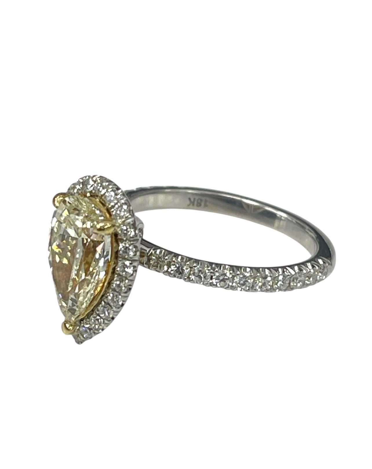 Pear Brilliant Diamond Engagement Ring EGL Certified 18kt White Gold