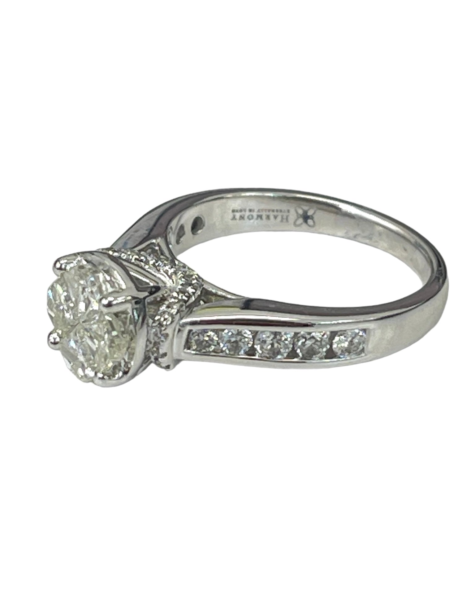 Shield Cut Special Diamond Cluster Ring White Gold 14kt