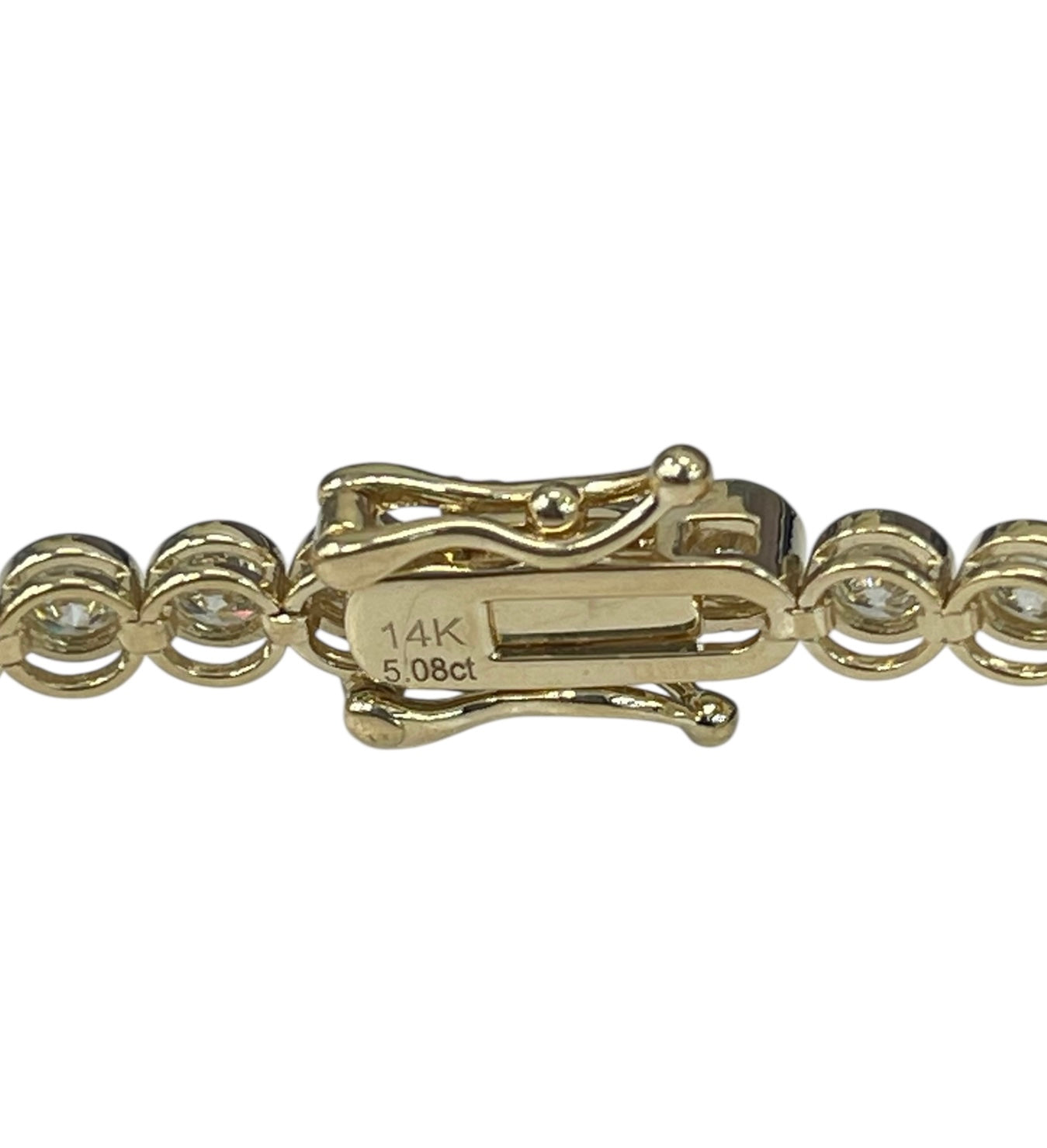 Round Brilliant Diamond Tennis Bracelet Bezel Setting 14kt Yellow Gold