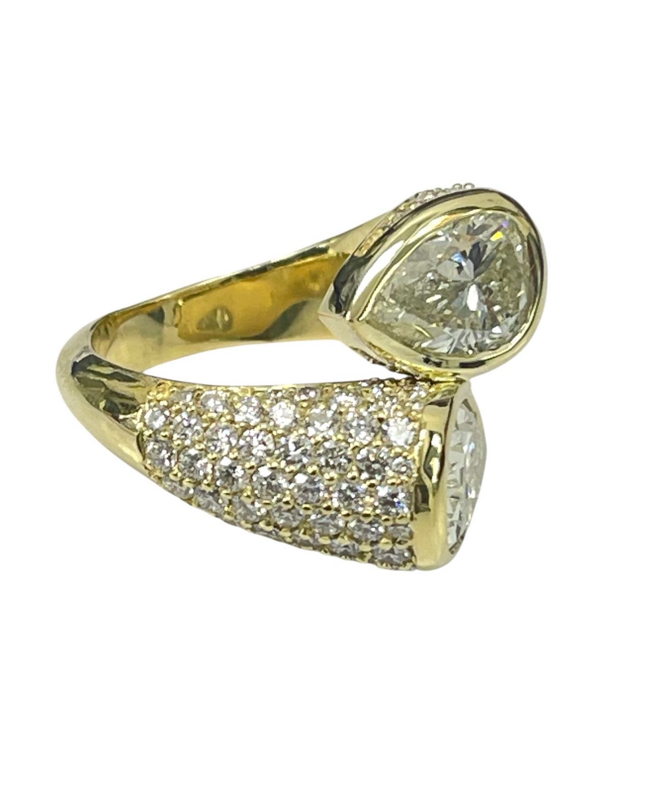 Custom Made Two Pear Brilliant Diamond Ring