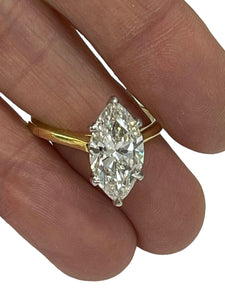 Marquise Brilliant Solitaire Engagement Ring GIA Certified Yellow Gold