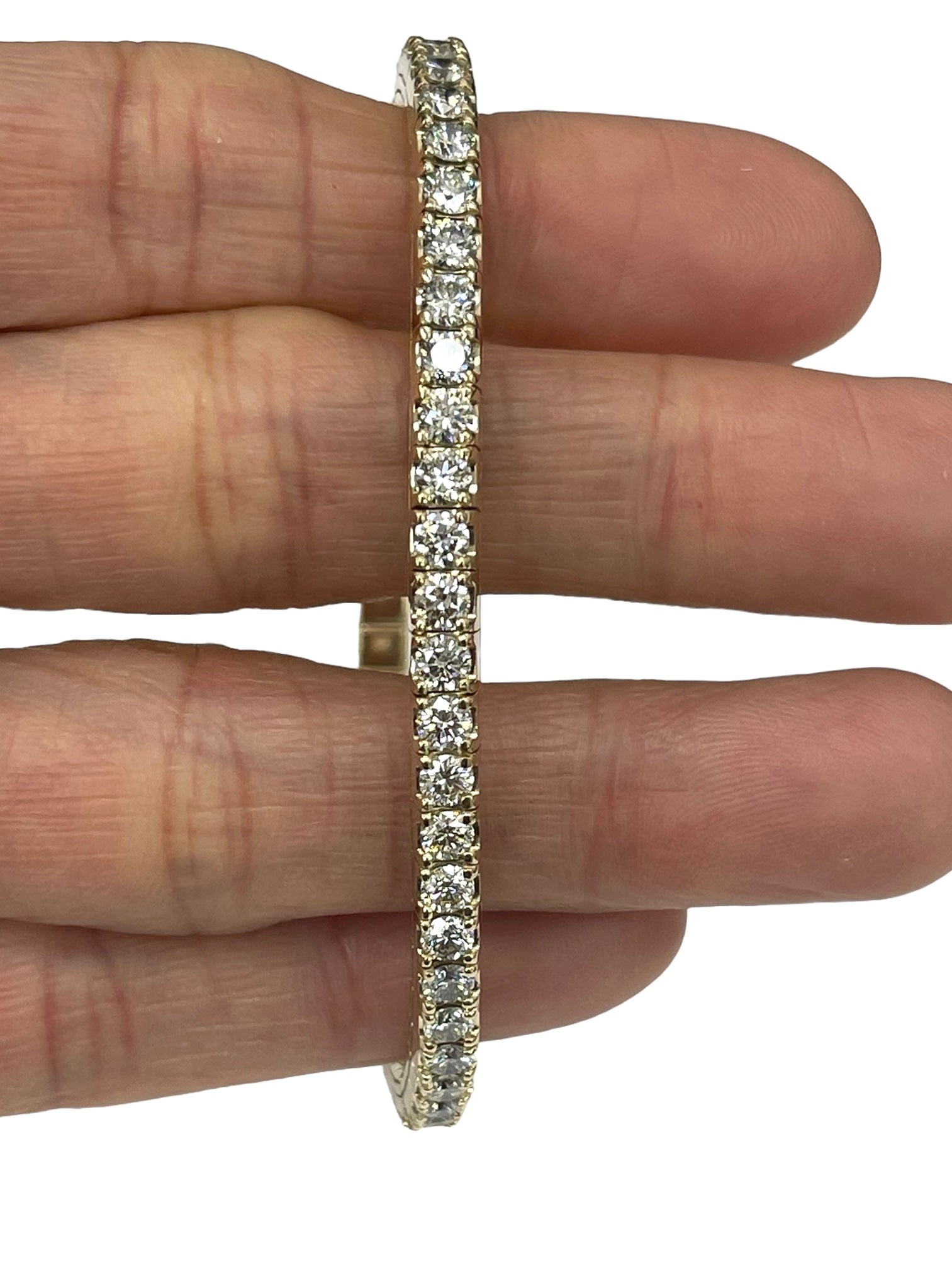 Flexible Tennis Bracelet Round Brilliants Diamond Yellow Gold 14kt