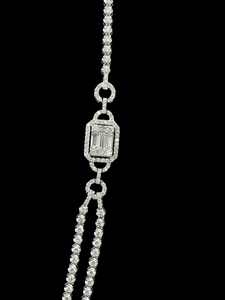 Tennis Chain Diamond Station Necklace White Gold 18kt