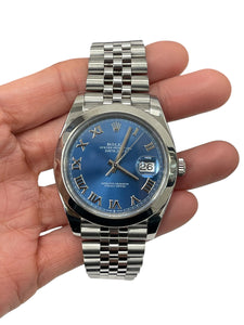 Rolex Datejust Roman Numeral Blue Dial 401mm Ref 126300