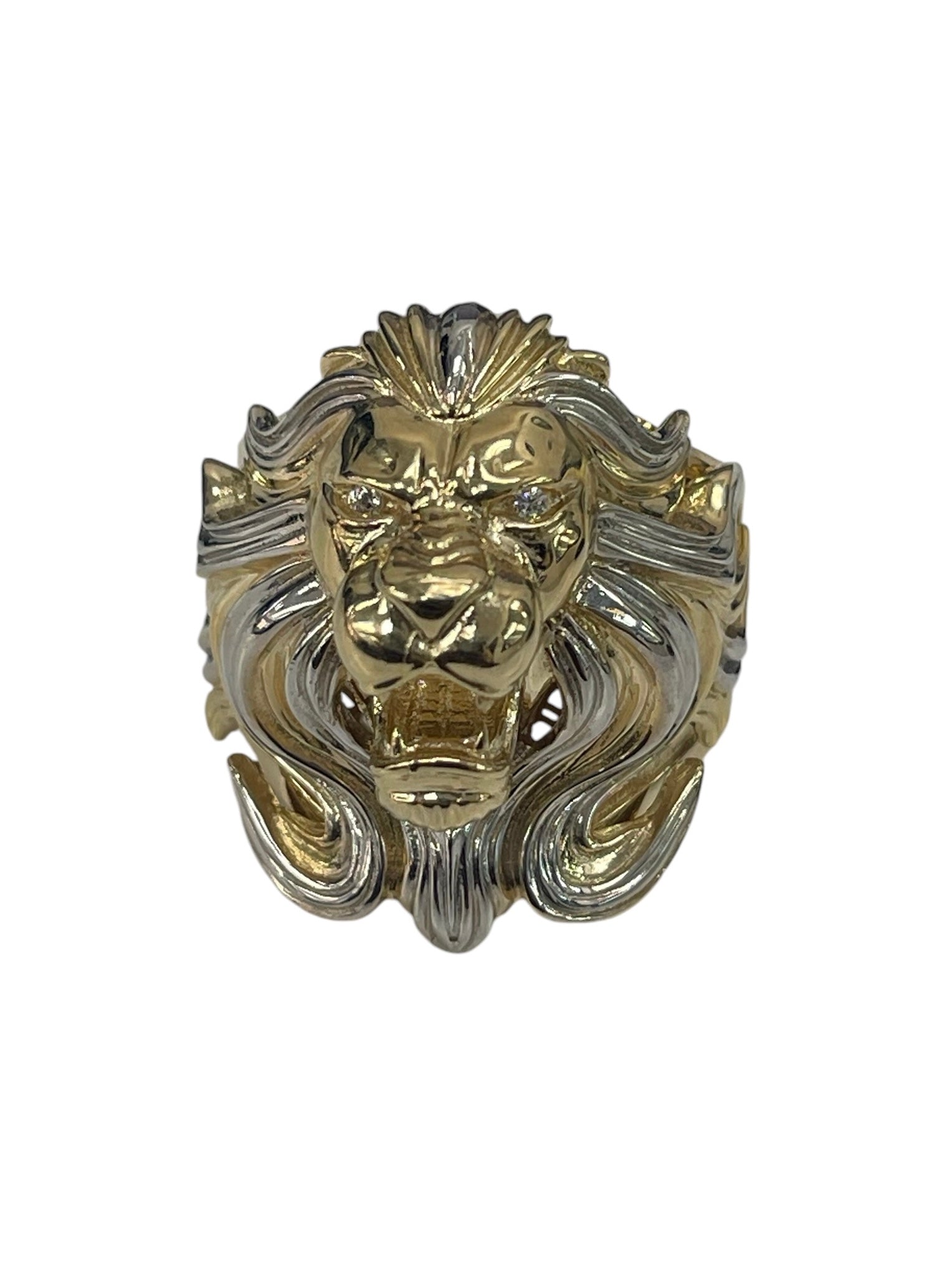 Mens Lion Head Yellow Gold Ring 14kt