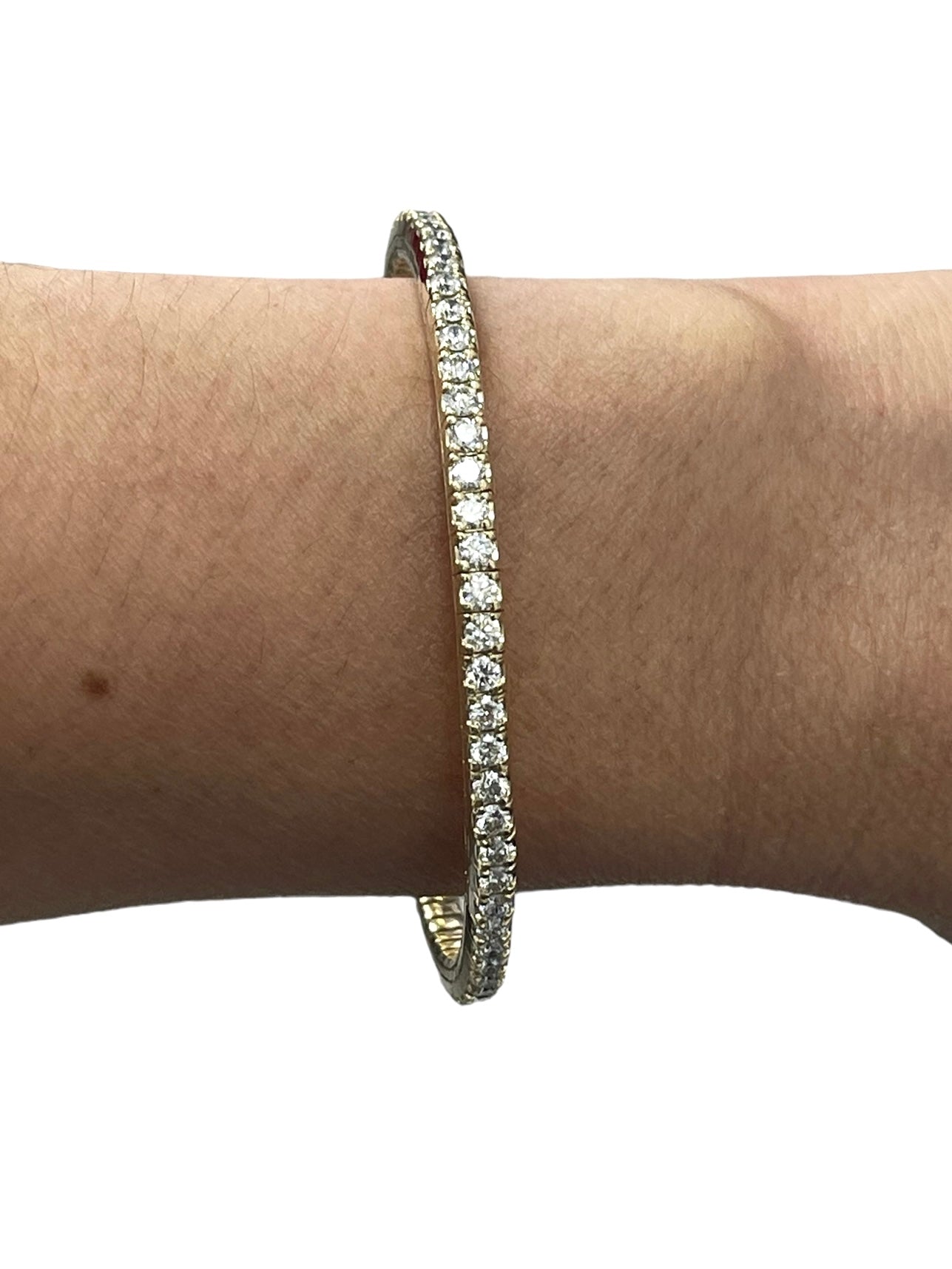 Flexible Tennis Bracelet Round Brilliants Diamond Yellow Gold 14kt