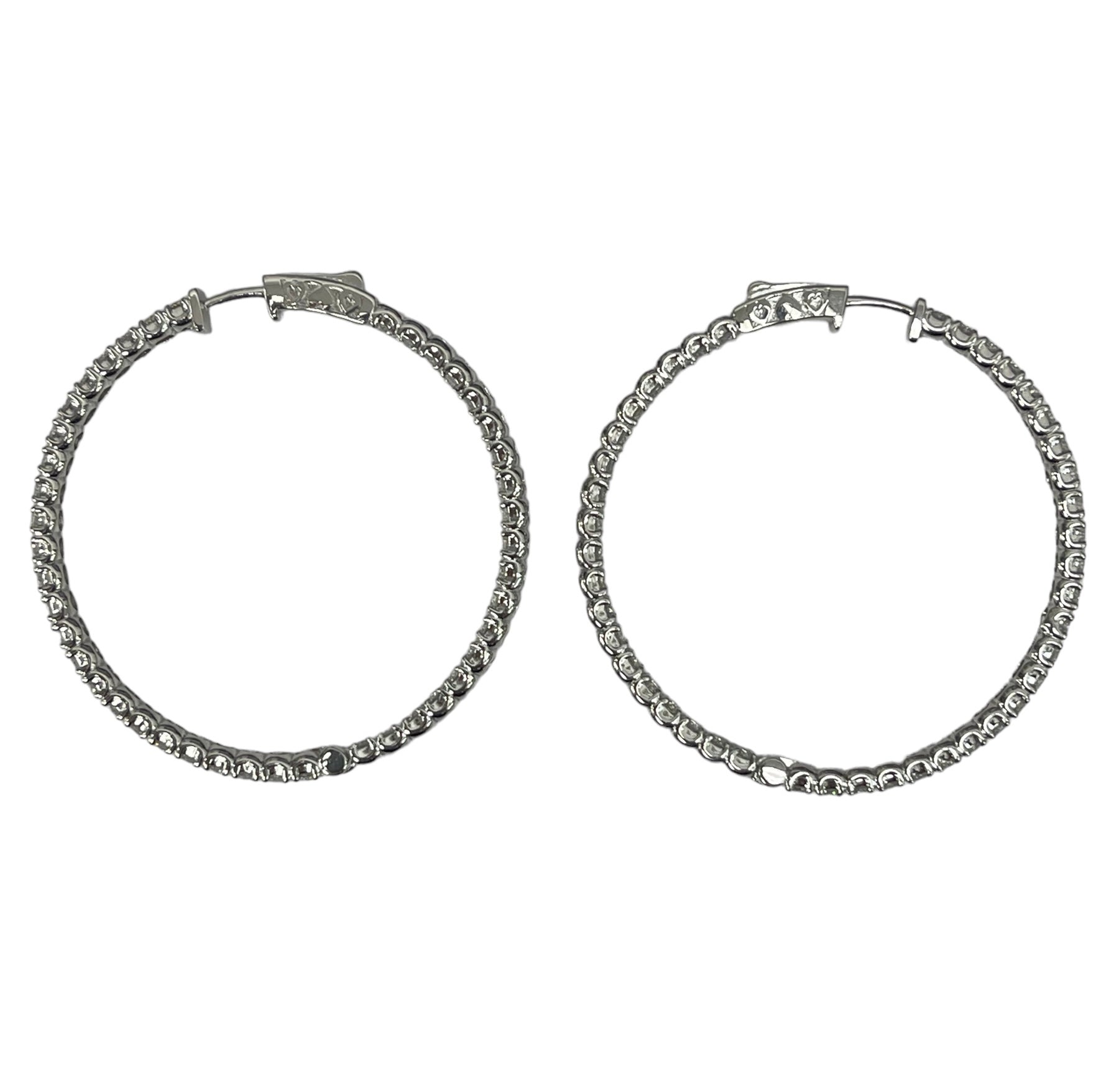 In and Out Hoops Round Brilliant Diamond Earrings 14kt White Gold