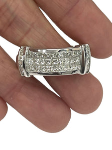 Mens Princess Cut Diamond Ring Band White Gold 14kt
