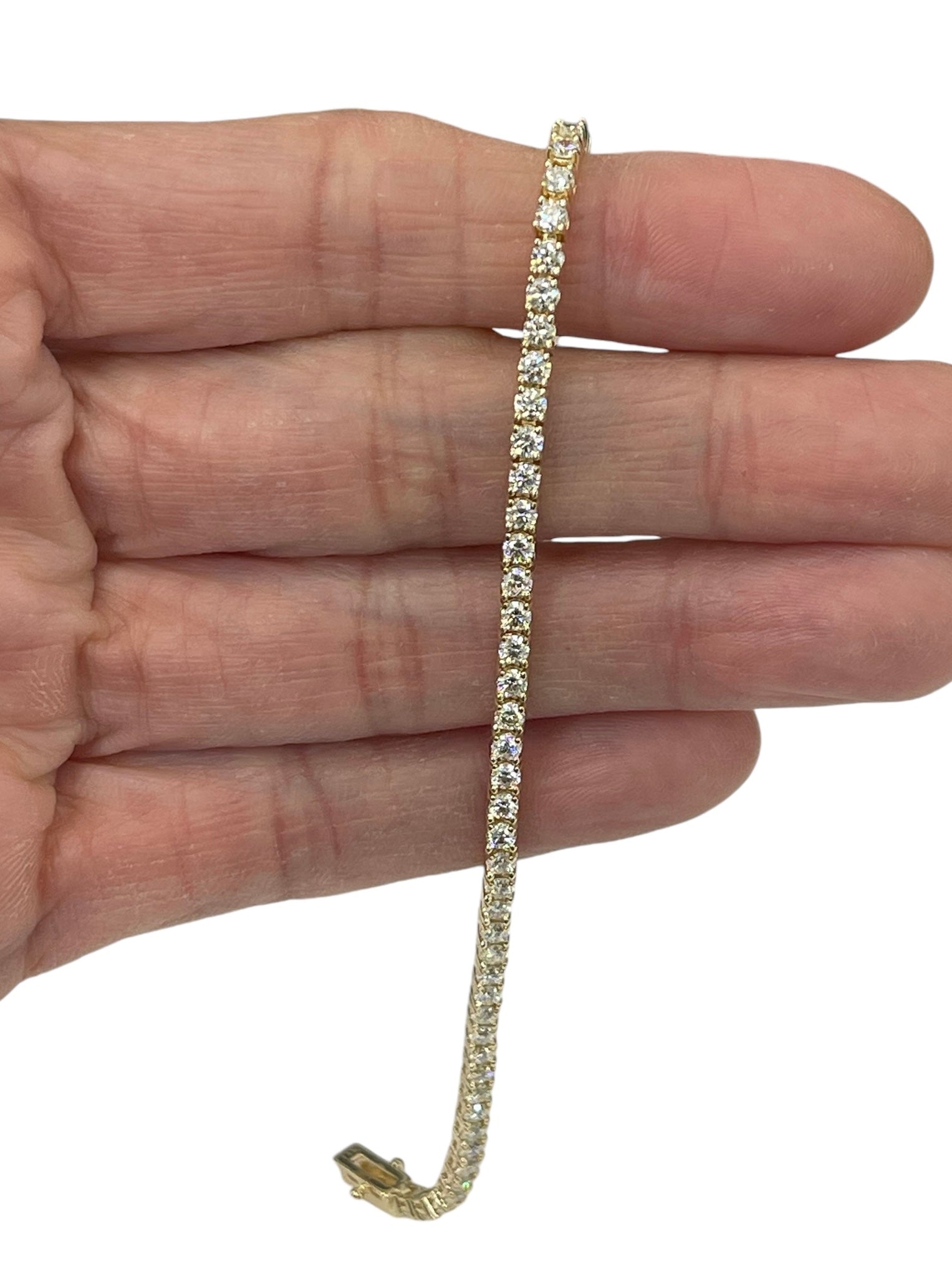 Round Brilliant Diamond Tennis Bracelet Yellow Gold 14kt