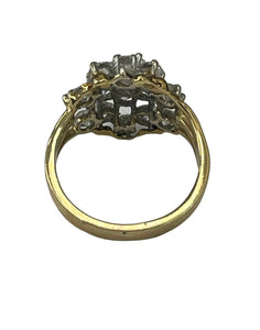 Round Brilliant Diamond Cluster Ring Yellow Gold 14kt