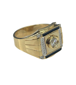 Mens 14kt Yellow Gold Ring Band With Zirconia Accents