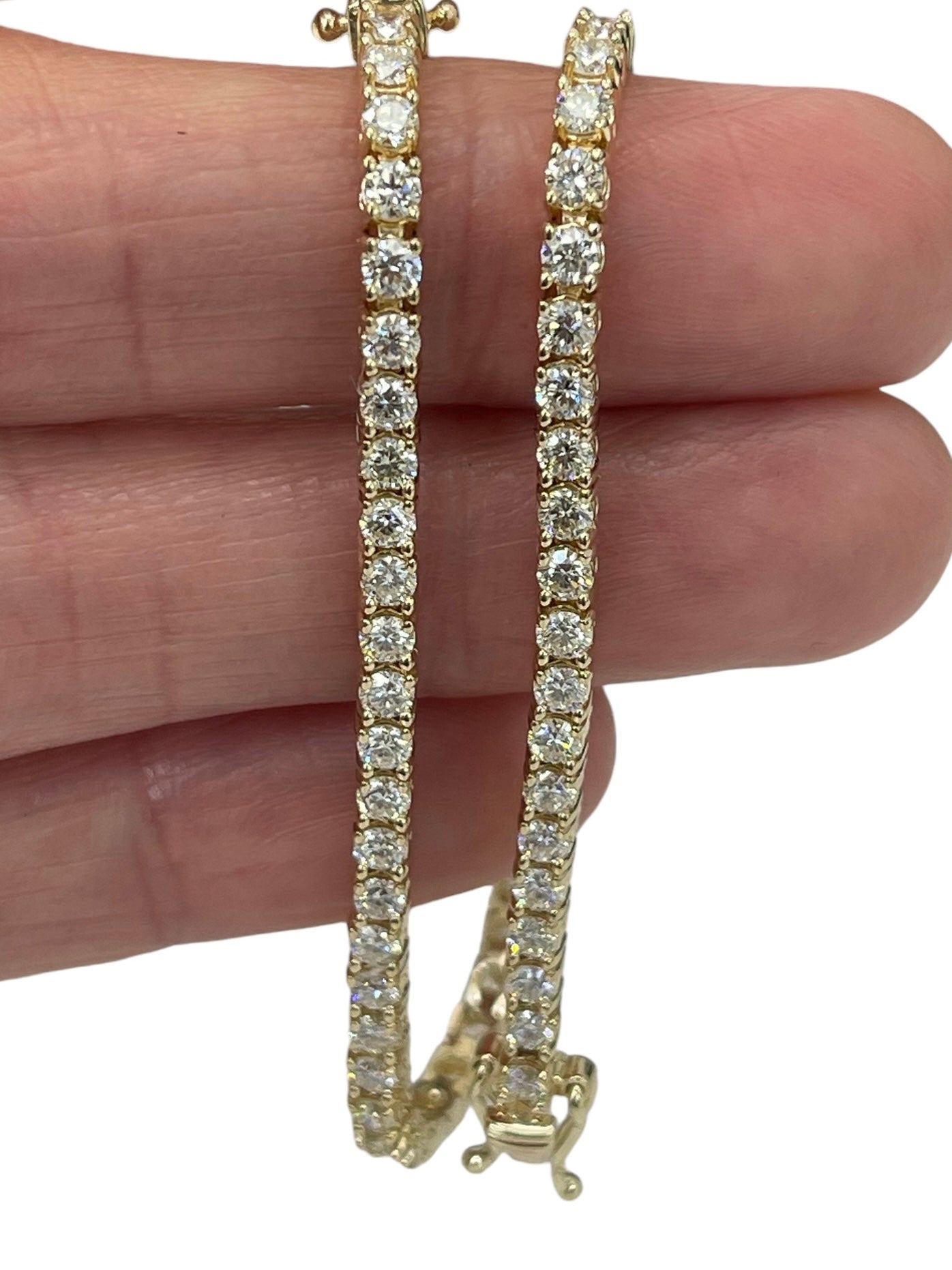 Round Brilliant Diamond Tennis Bracelet Yellow Gold 14kt