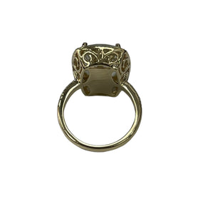 Radiant Aquamarine Gem Double Halo Diamond Ring Yellow Gold