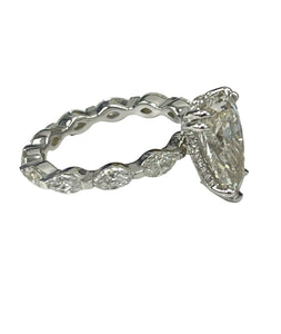 Pear Brilliant Diamond Engagement Ring White Gold Size 5.5