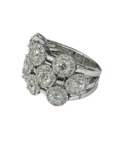 Sonia B Three Rows Diamond Ring Halo Setting White Gold 14kt