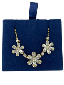 Three Flowers Baguette Diamond Necklace Yellow Gold 18kt