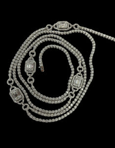 Tennis Chain Diamond Station Necklace White Gold 18kt