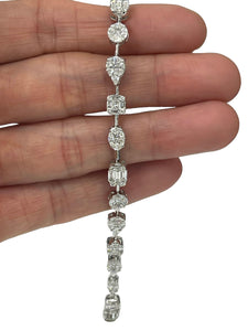 Mixed Shapes Diamonds Illusion Line Tennis Bracelet White Gold 18kt