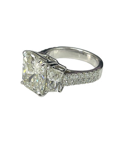 Radiant Solitaire Diamond Ring With Accents GIA Certified