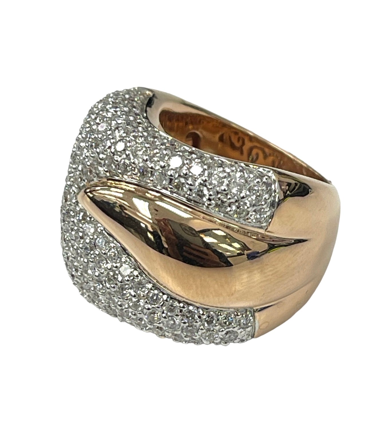 Wide Dome Pave Diamond Ring Rose Gold 18kt