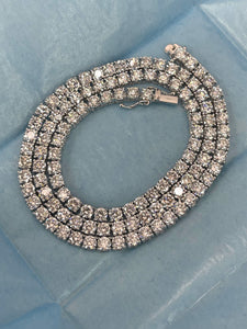 Round Brilliants Diamond Tennis Line Necklace 27.39 Carats White Gold