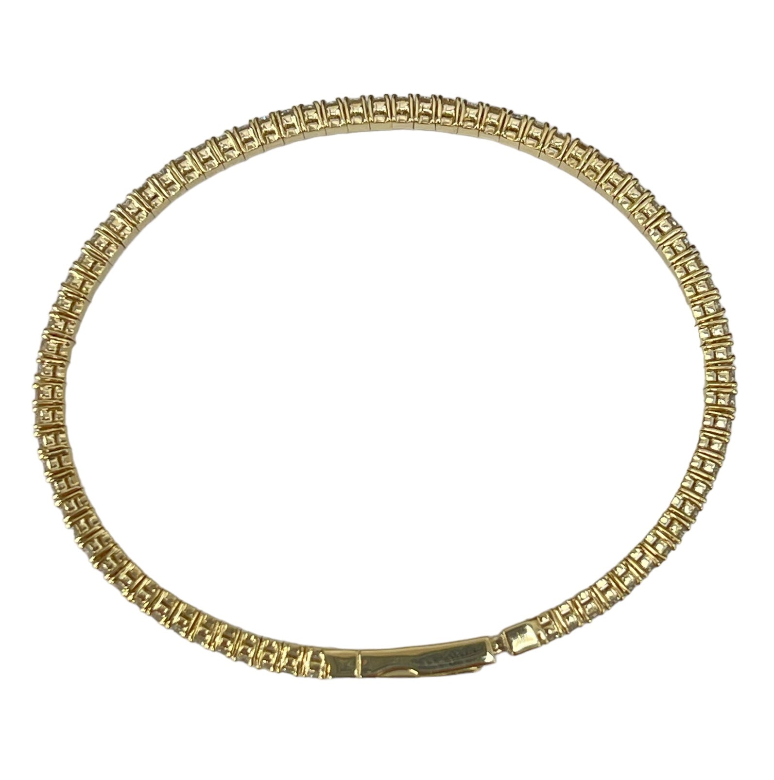 Round Brilliant Flexi Diamond Bangle Bracelet Yellow Gold 14kt
