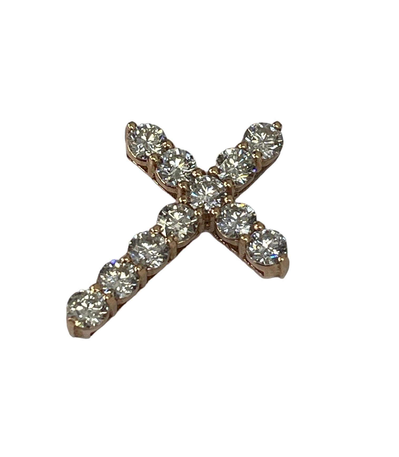 Round Brilliant Cross Diamond Ring Rose Gold 14kt