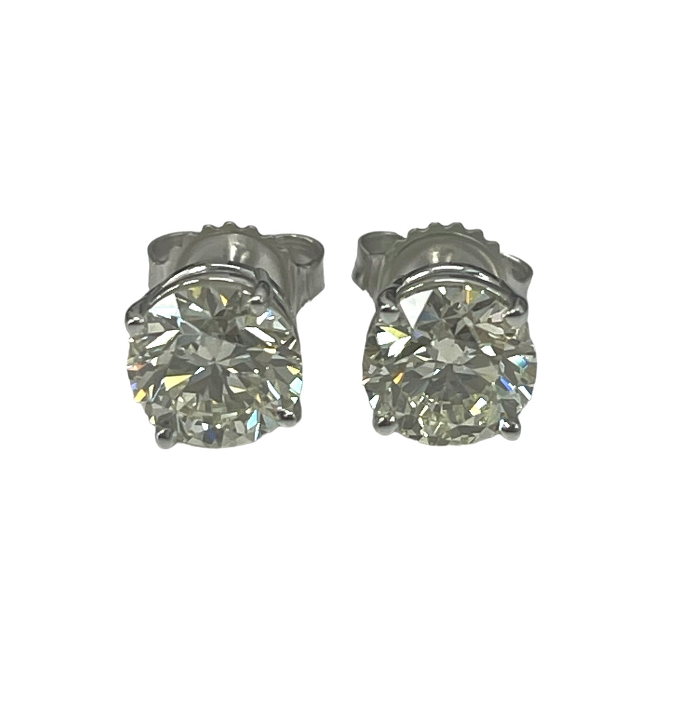 Stud Diamond Earrings GIA Certified White Gold 3.02 CTW