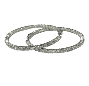 Natural Round Brilliants Large In and Out Hoop Diamond Earrings