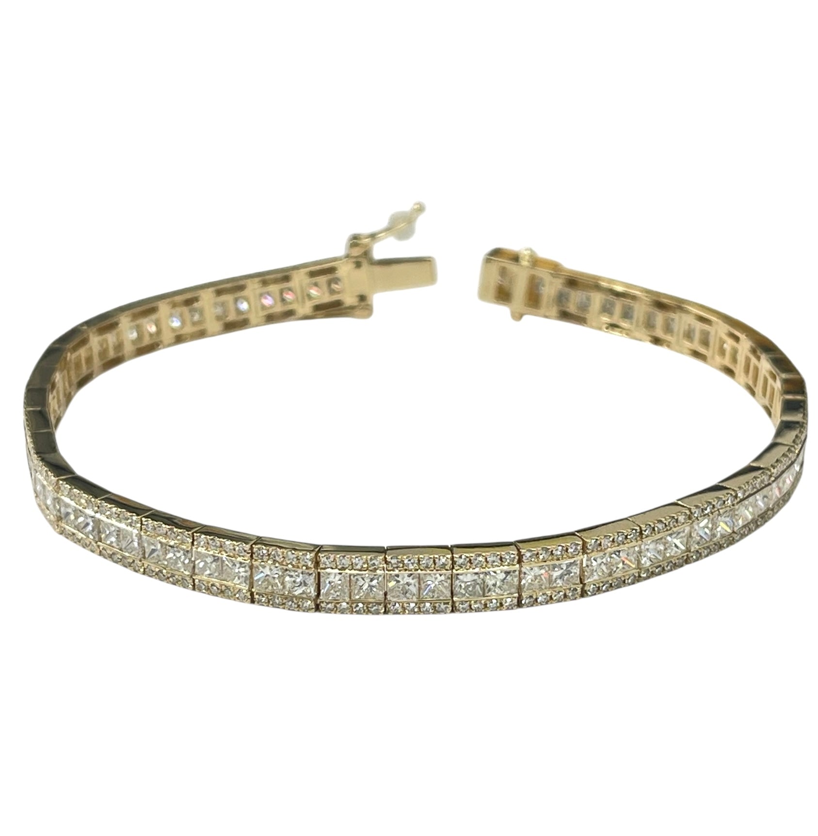 Princess Cut Nouveau Tennis Diamond Bracelet Yellow Gold 14kt