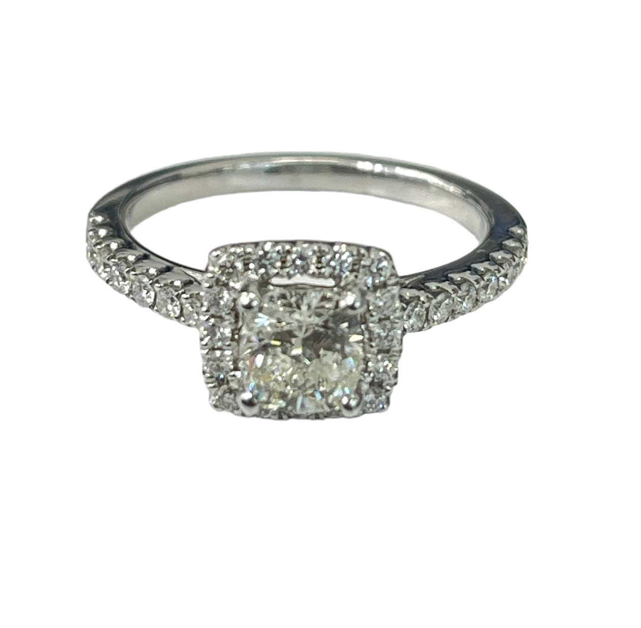 Cushion Brilliant Diamond Engagement Ring Halo Setting White Gold