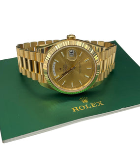 Rolex President Watch 40mm Champagne Stick Dial Yellow Gold 18kt