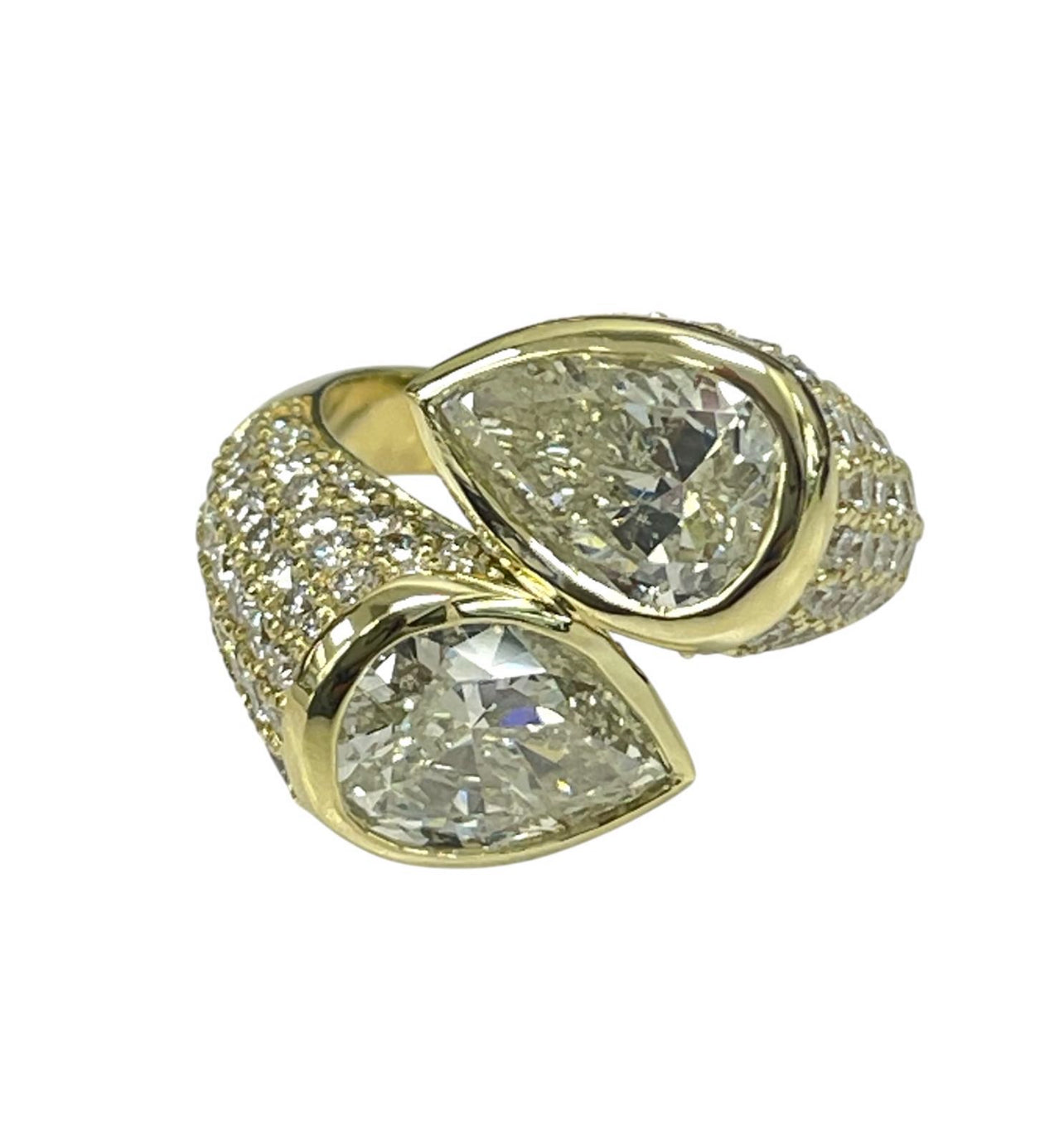 Custom Made Two Pear Brilliant Diamond Ring