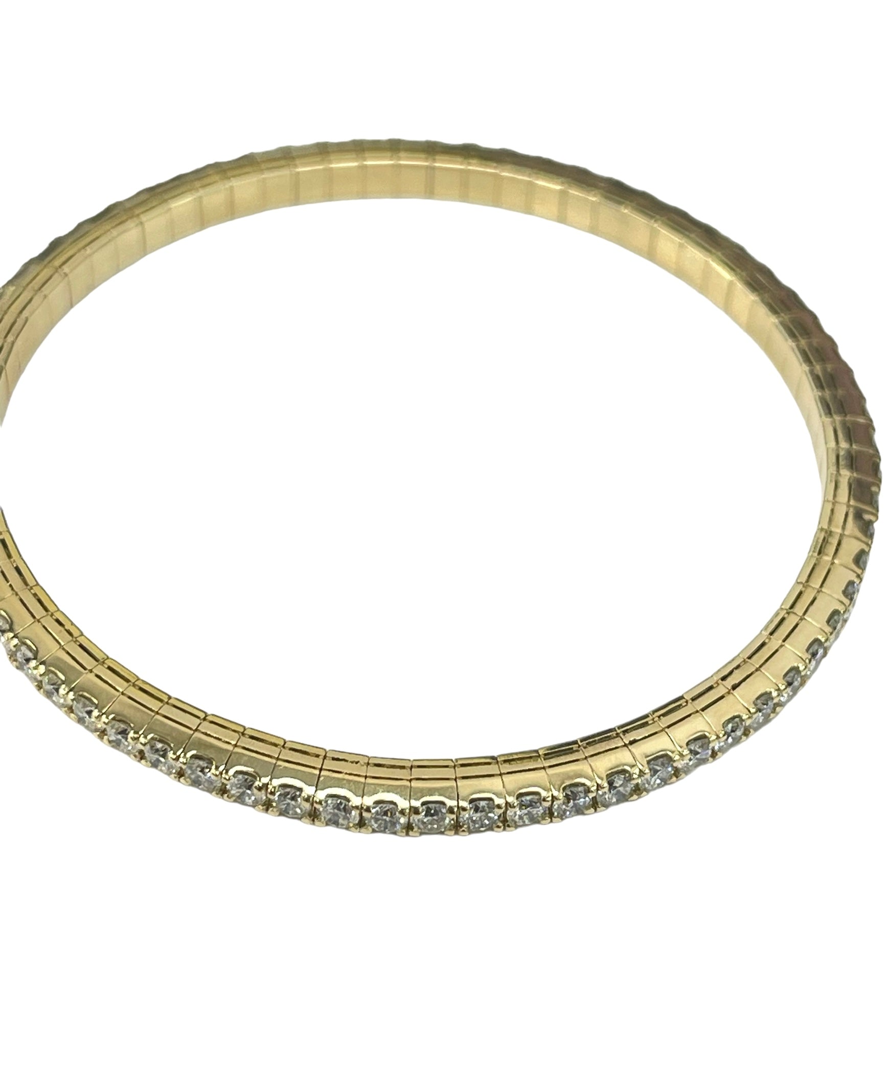 Flexible Tennis Round Brilliant Diamond Bracelet Yellow Gold 14kt
