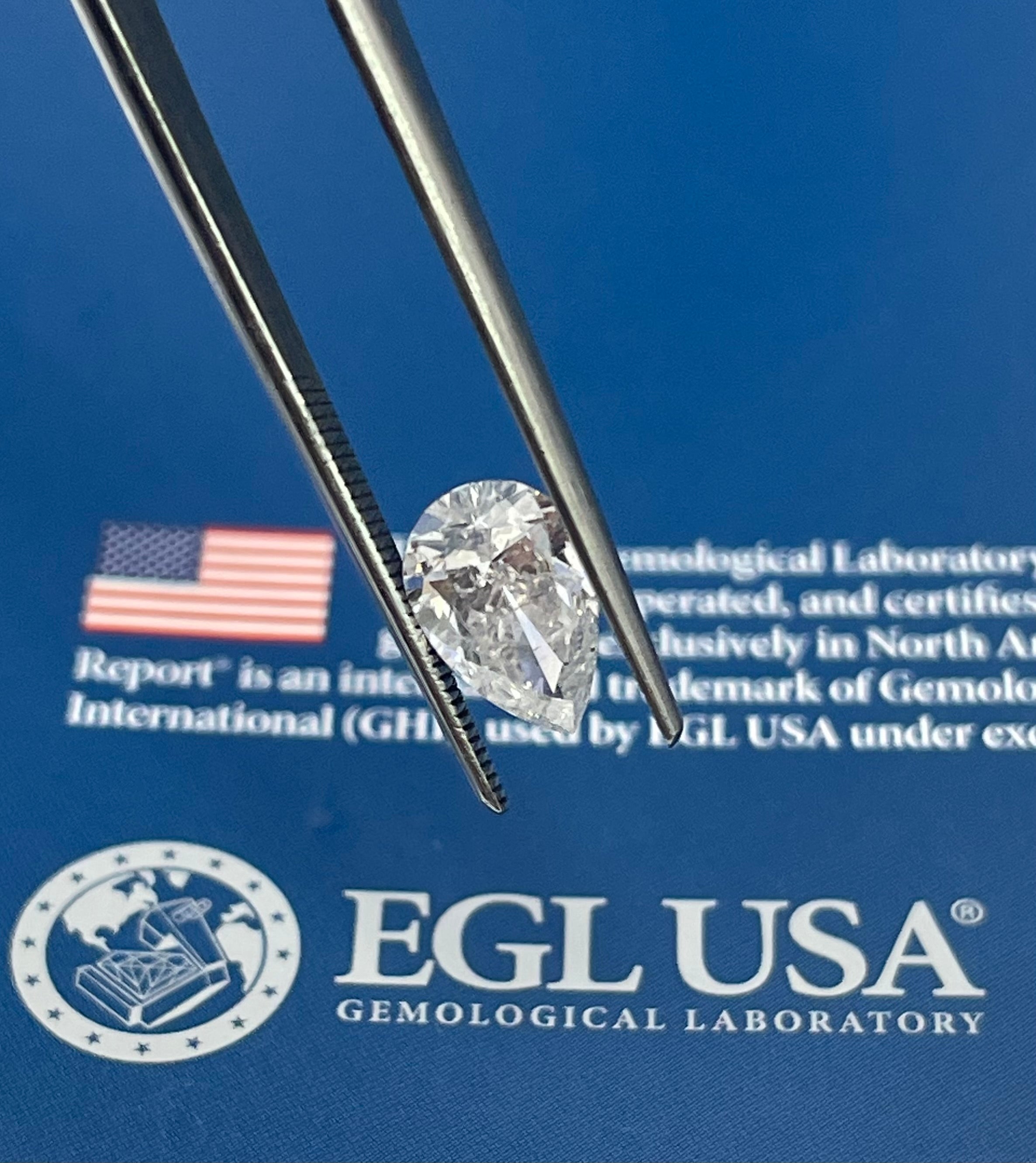 1.51 Carats D-SI3 Pear Brilliants Diamond EGL-USA Certified FREE SETTING