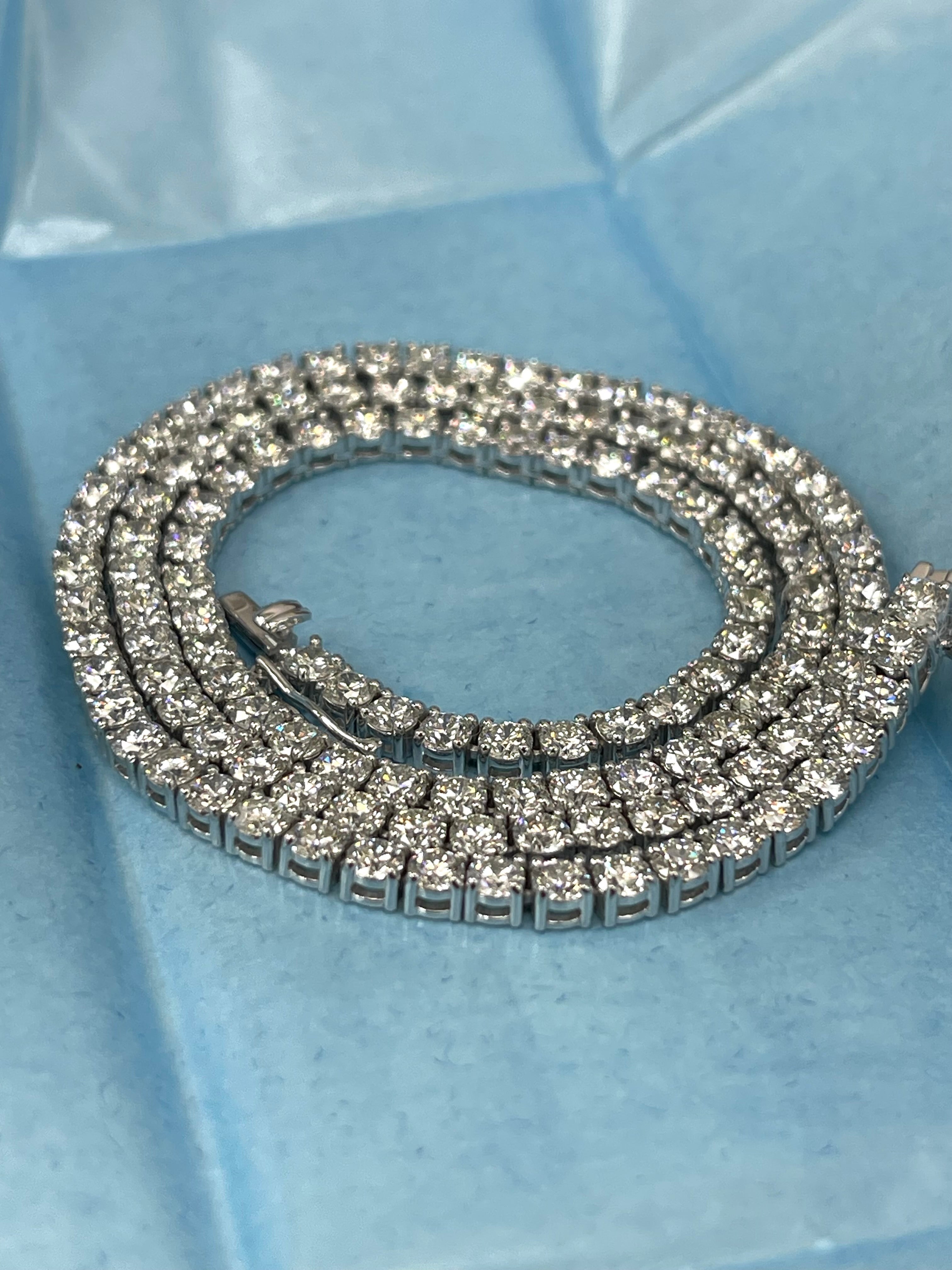 Line Tennis Necklace Chain Collection Diamonds 11.73 Carats White Gold