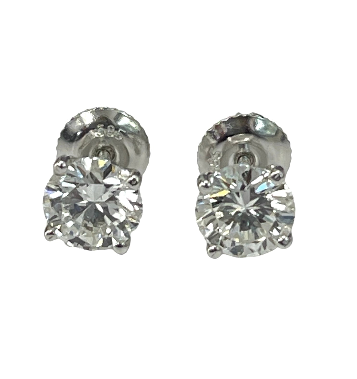 Round Brilliant Studs Diamond Earrings GIA CERTIFIED White Gold
