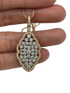 Round Brilliant Bubble Diamond Pendant Necklace Chain Rose Gold