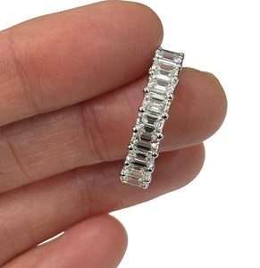 Emerald Cut Eternity Diamond Ring Band White Gold 18kt