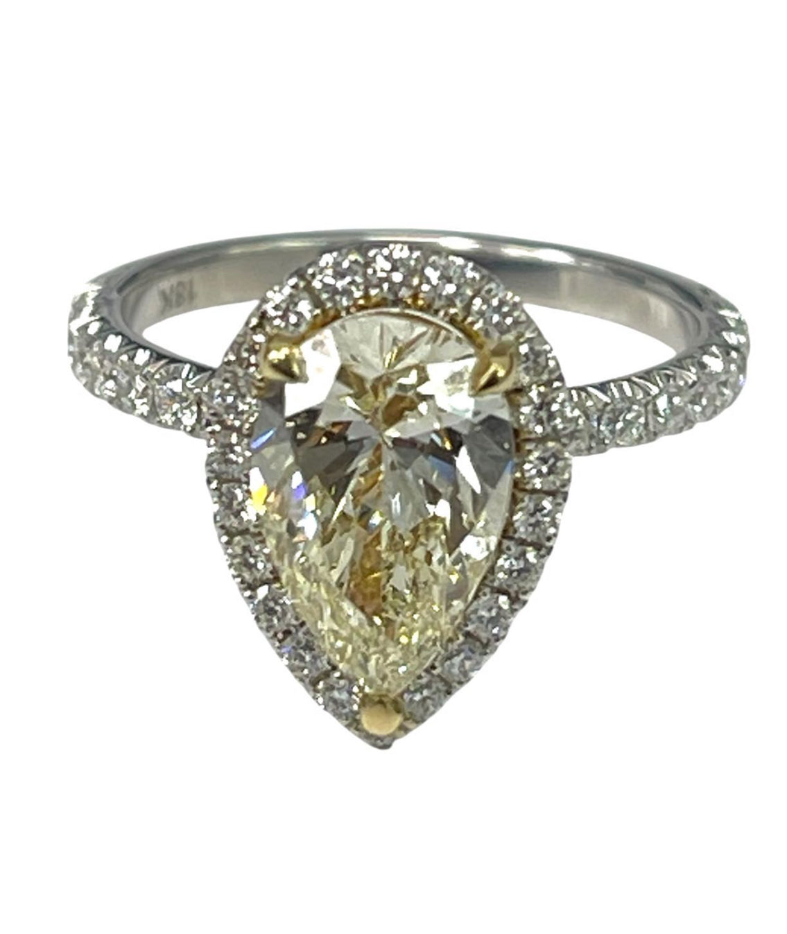 Pear Brilliant Diamond Engagement Ring EGL Certified 18kt White Gold