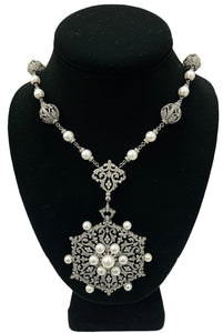 Antique Inspired Gala Diamond Necklace 14KT Black Rhodium Finish
