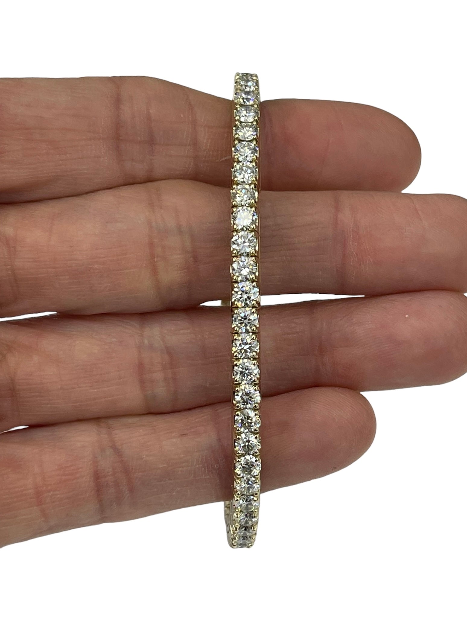 Flexible Tennis Bracelet Round Brilliants Diamond Yellow Gold 14kt