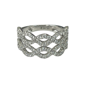 Double Twist Wide Diamond Ring White Gold 18kt