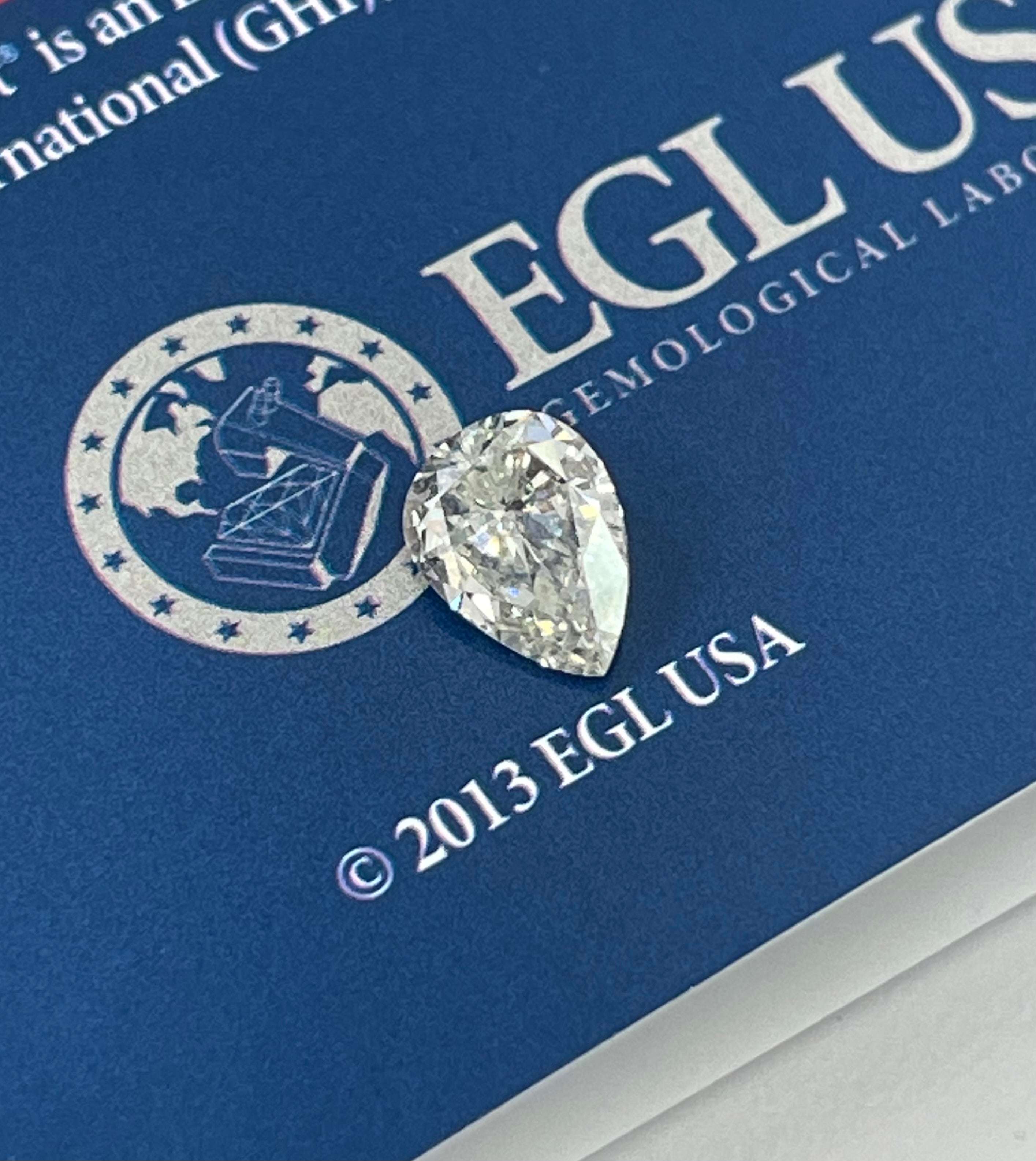 1.00 Carat G-SI2 Pear Brilliants Diamond EGL-USA Certified FREE SETTING