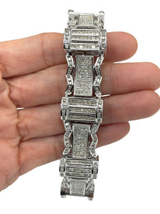 Invisible Set Princess Cut and Round Brilliant Diamond Bracelet Unisex 14kt