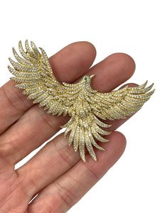 Flying Eagle Spread Wings Diamond Pendant Yellow Gold 14kt