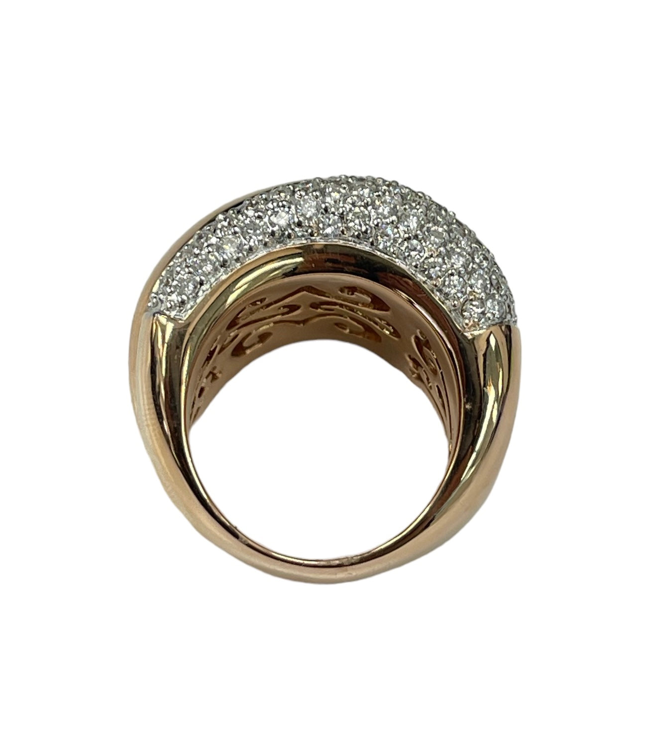 Wide Dome Pave Diamond Ring Rose Gold 18kt